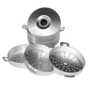 Cooking pot for dumplings with 3 grates 180635