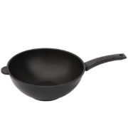 Frying pan «WOK» with aluminum and bakelite handle and glass lid 3002PC