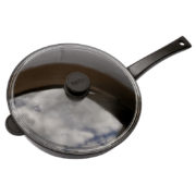 Frying pan «WOK» with aluminum and bakelite handle and glass lid 3002PC