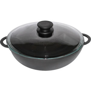 Cast iron WOK with glass lid 0526C
