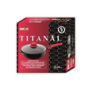 Frying pan "Titanal" with lid and detachable handle with soft touch coating