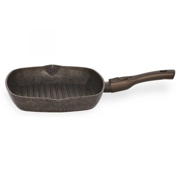Grill pan "Granite brown" with detachable handle with soft touch coating, without lid