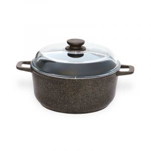 Pan «Induction» (Granite brown) with glass lid with induction bottom K403IC