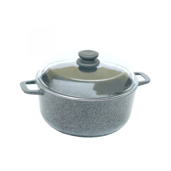 Pan «Induction» (granite grey) with glass lid with induction bottom K404IC