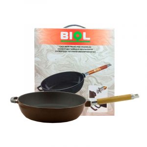 Cast iron deep frying pan, enamel coating dark chocolate, removable handle 03267E