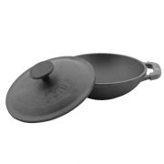Cast iron portion WOK pan with lid, enamel coating black (mat) 18146E